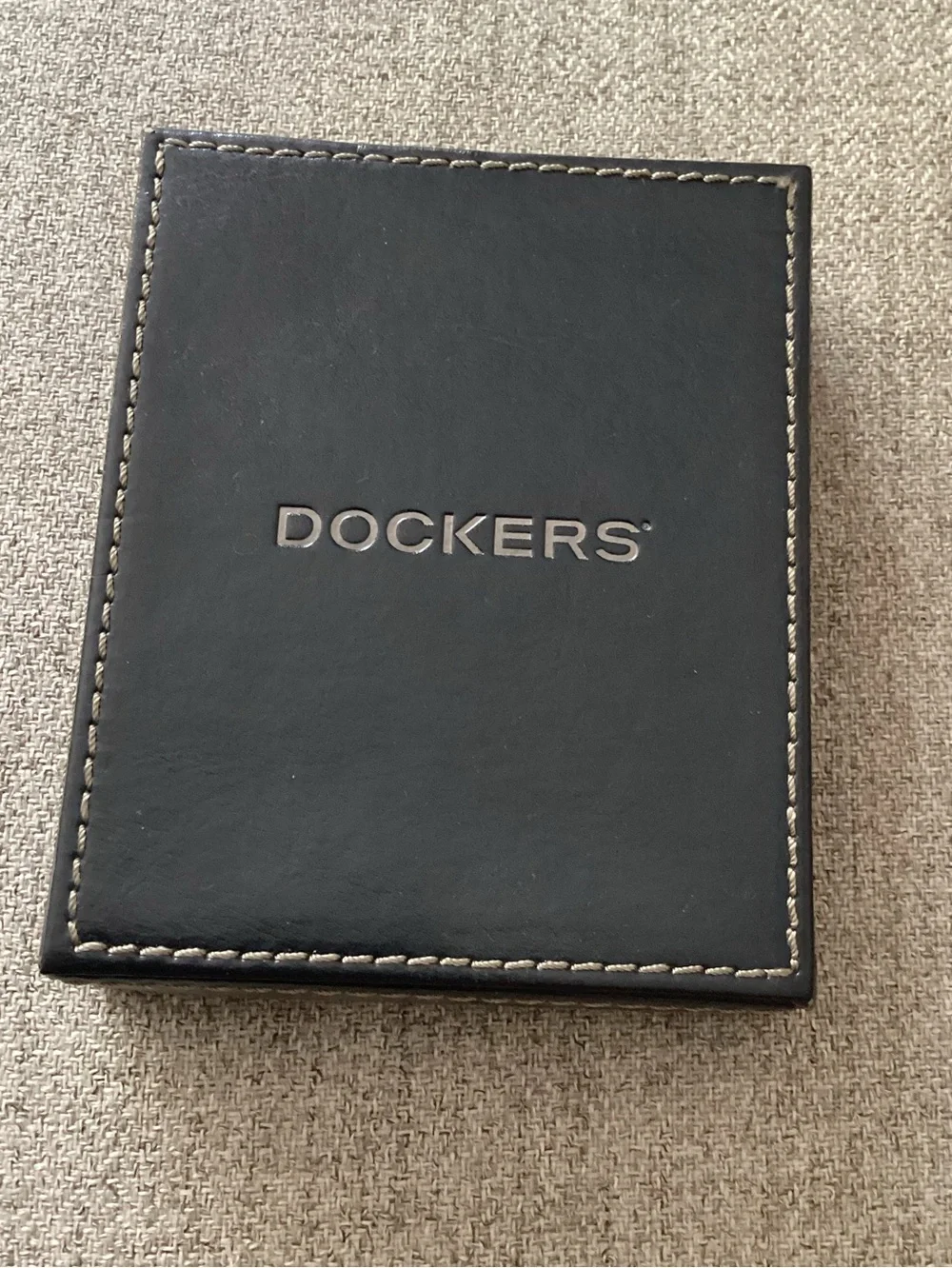 NEW! Leather Dockers Black Trifold Wallet still in Gift Box - Genuine Leather